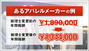 アパレルメーカーの例、変更後の顧問料1,344,000円